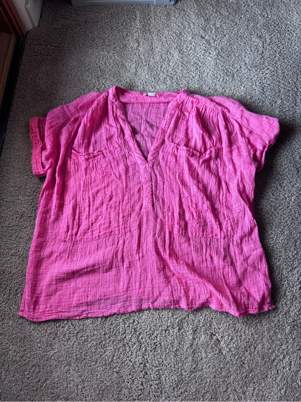 Sundance Bright Pink V-Neck Pocket Tunic